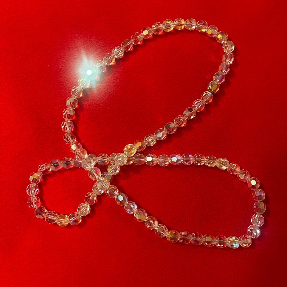 Antique Crystal Beaded Necklace. 28”